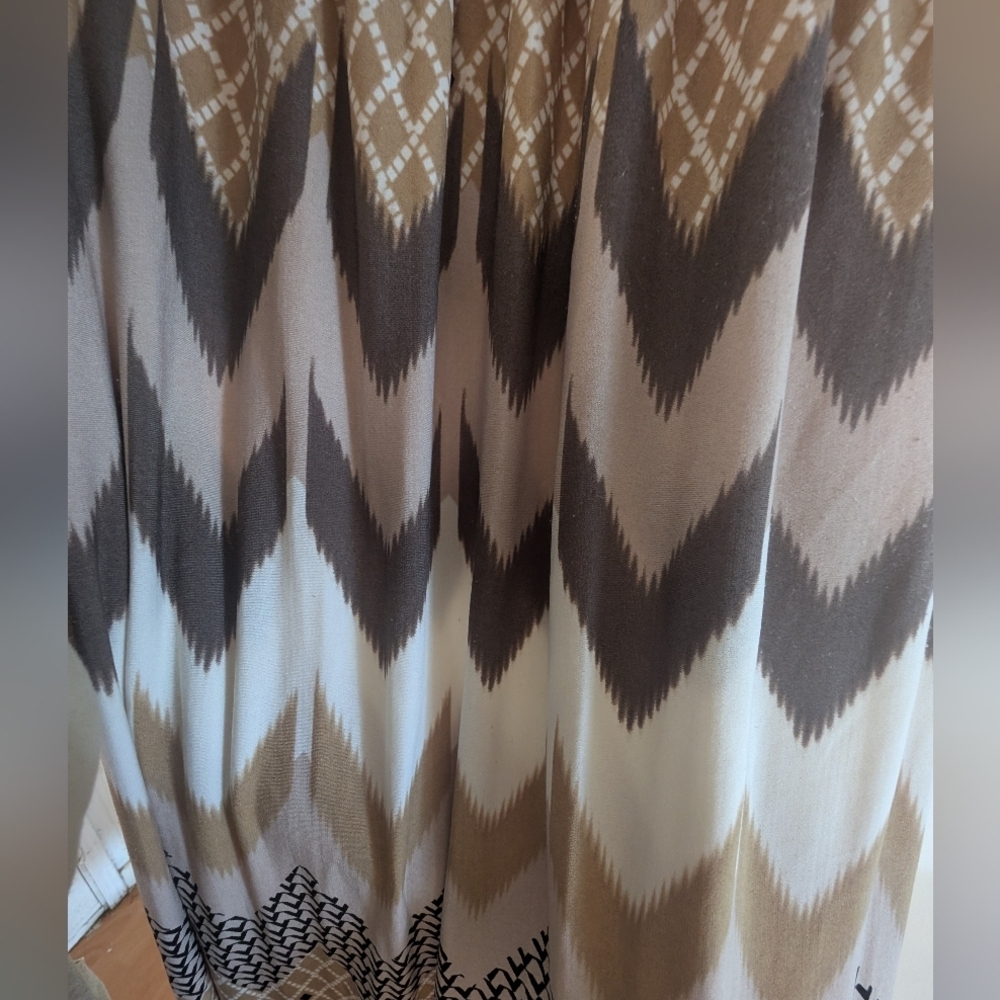 London Times Tan and Brown Chevron Pattern Halter Maxi Dress - Picture 10 of 14